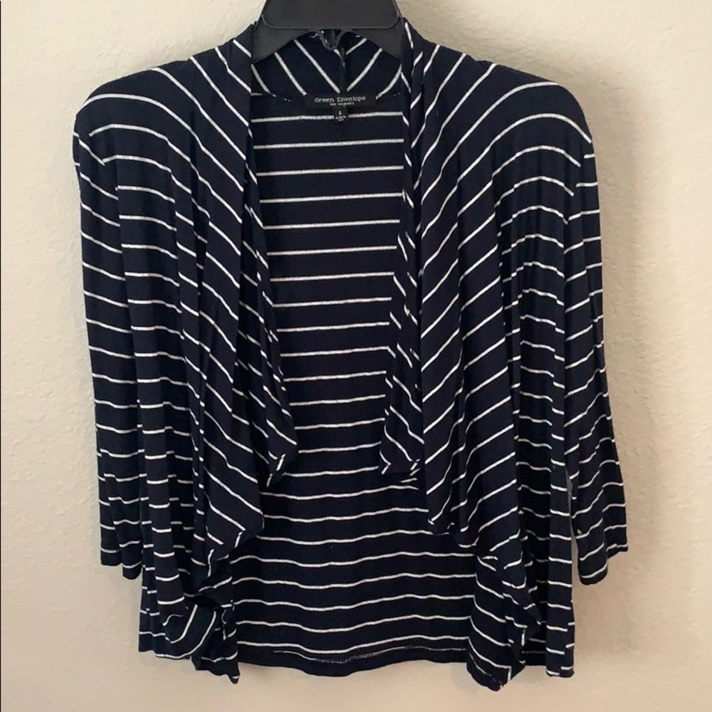 Navy Striped Drape Shirt